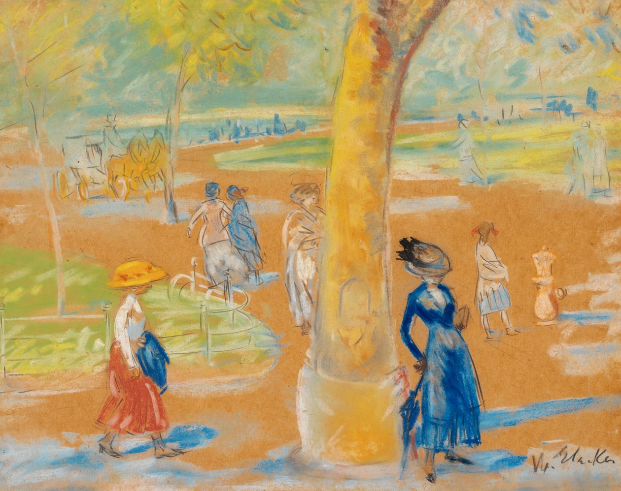 Şemsiyeli kadın, Washington Meydanı by William James Glackens