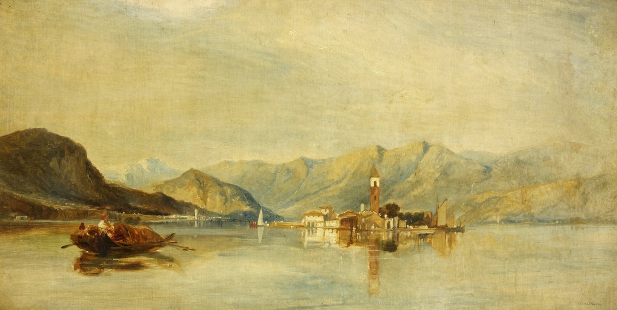 Lago Maggiore ve Isola Bella (tuval üzerine yağlı boya) by William James Muller