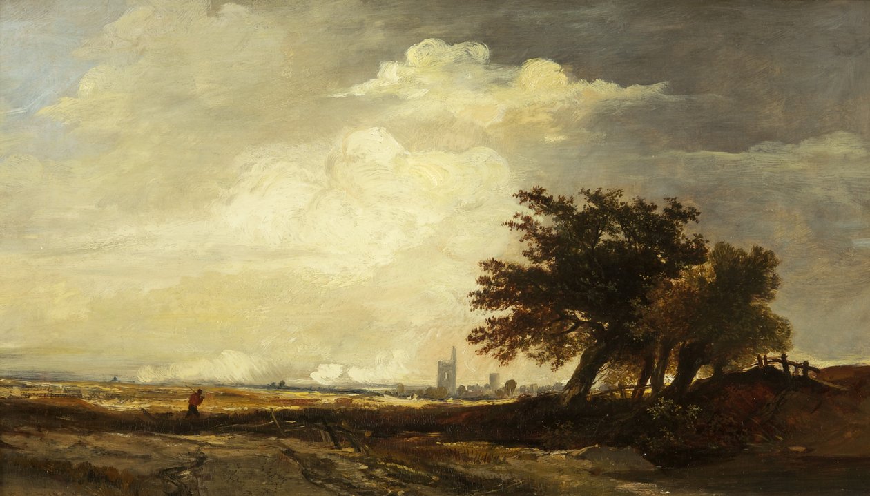 Kilise ile Peyzaj, c.1839 (panelde yağlı boya) by William James Muller