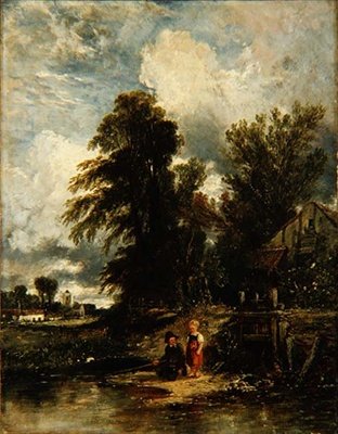 Çocuklarla balık tutan Millpond by William James Muller