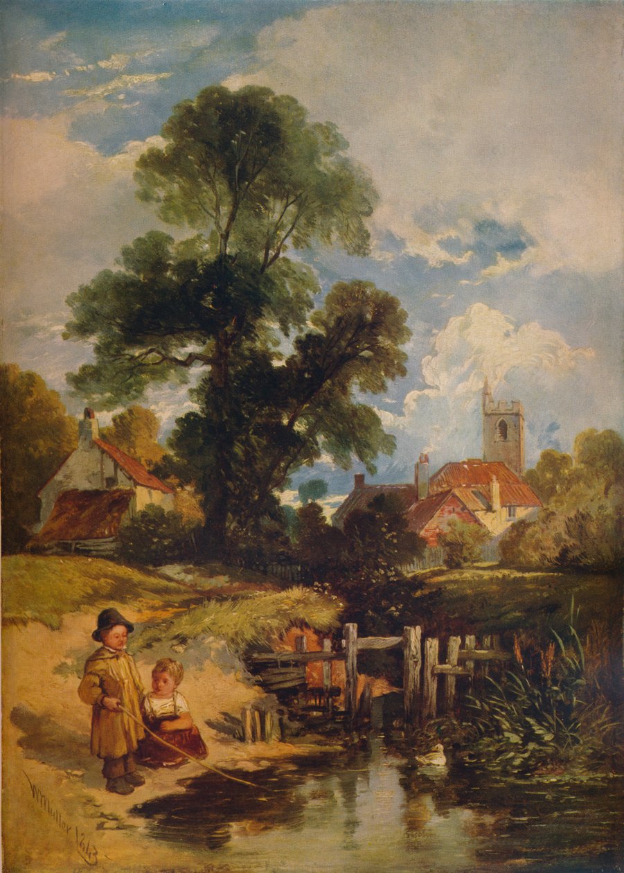 Çocuklarla Nehir Manzarası The Young Anglers, 1843 by William James Muller