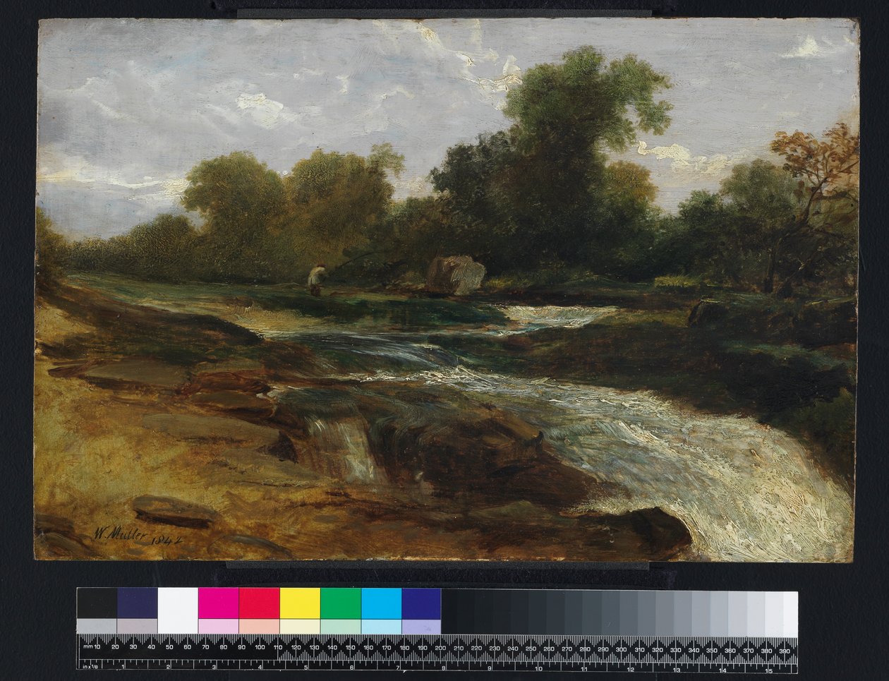 Bir fenerle nehir manzarası, 1842 by William James Muller