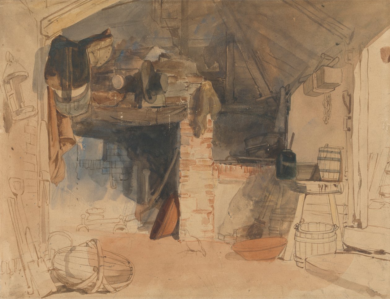 Rustik Bir İç Sahnenin İncelenmesi by William James Muller