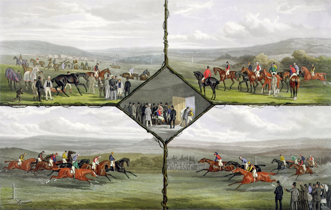 Yarış Olayları, Edward Gilbert Hester (c.1843-1903) tarafından oyulmuş, Arthur Ackermann tarafından yayınlanmış, 1876 (renkli aquatint) by William Joseph Shayer
