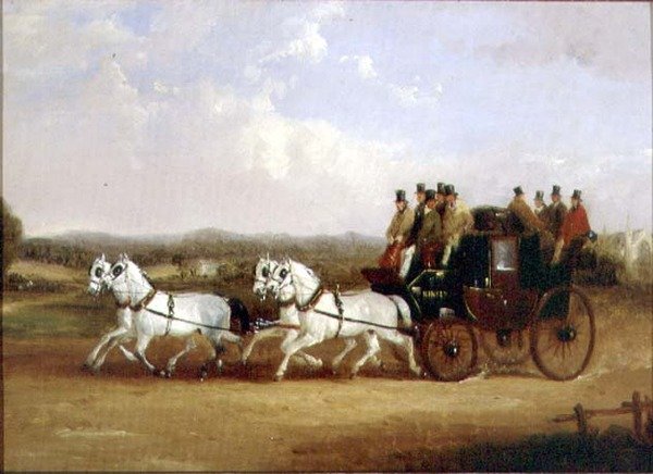 Açık Yoldaki Brighton Koçu (tuval üzerine yağlı boya) by William Joseph Shayer