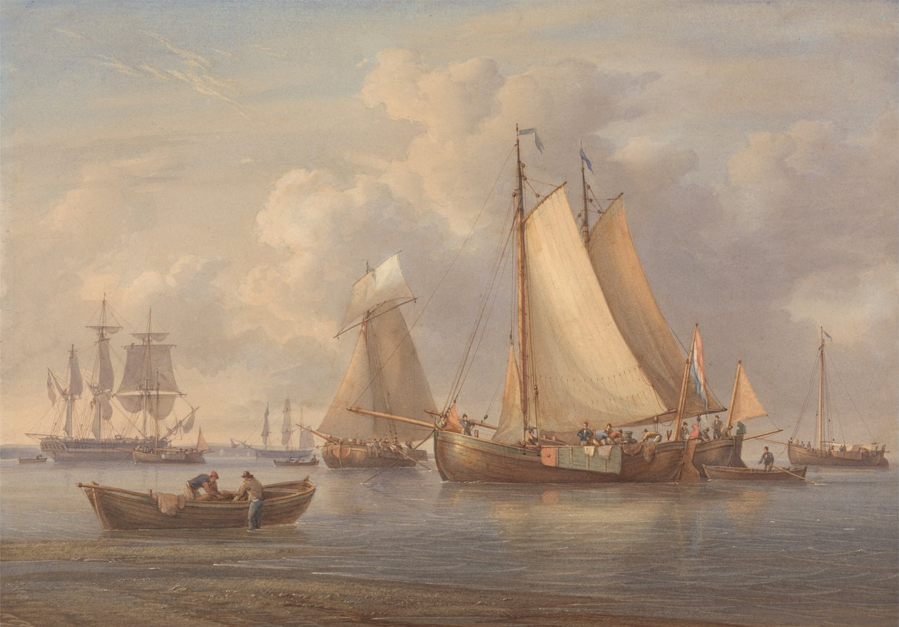 Hollanda Balıkçı Tekneleri Bir Haliçte Demir Atmış by William Joy