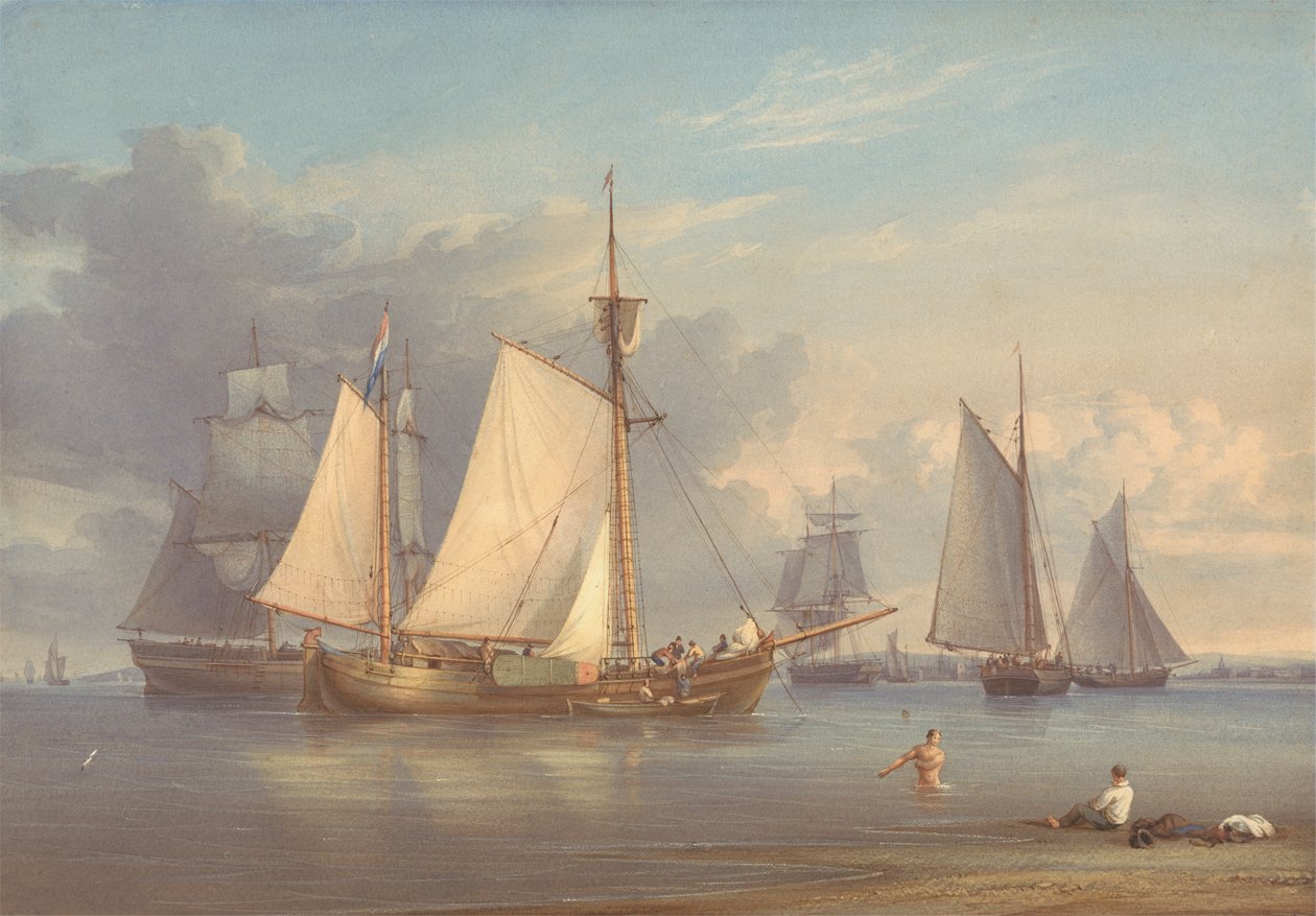 Hollanda Balıkçı Tekneleri Bir Haliçte Demir Atmış by William Joy
