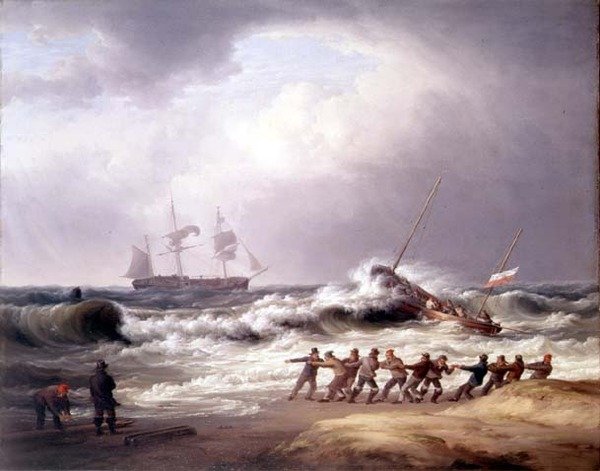 Tehlikedeki Bir Gemiye giden cankurtaran (tuval üzerine yağlıboya) by William Joy