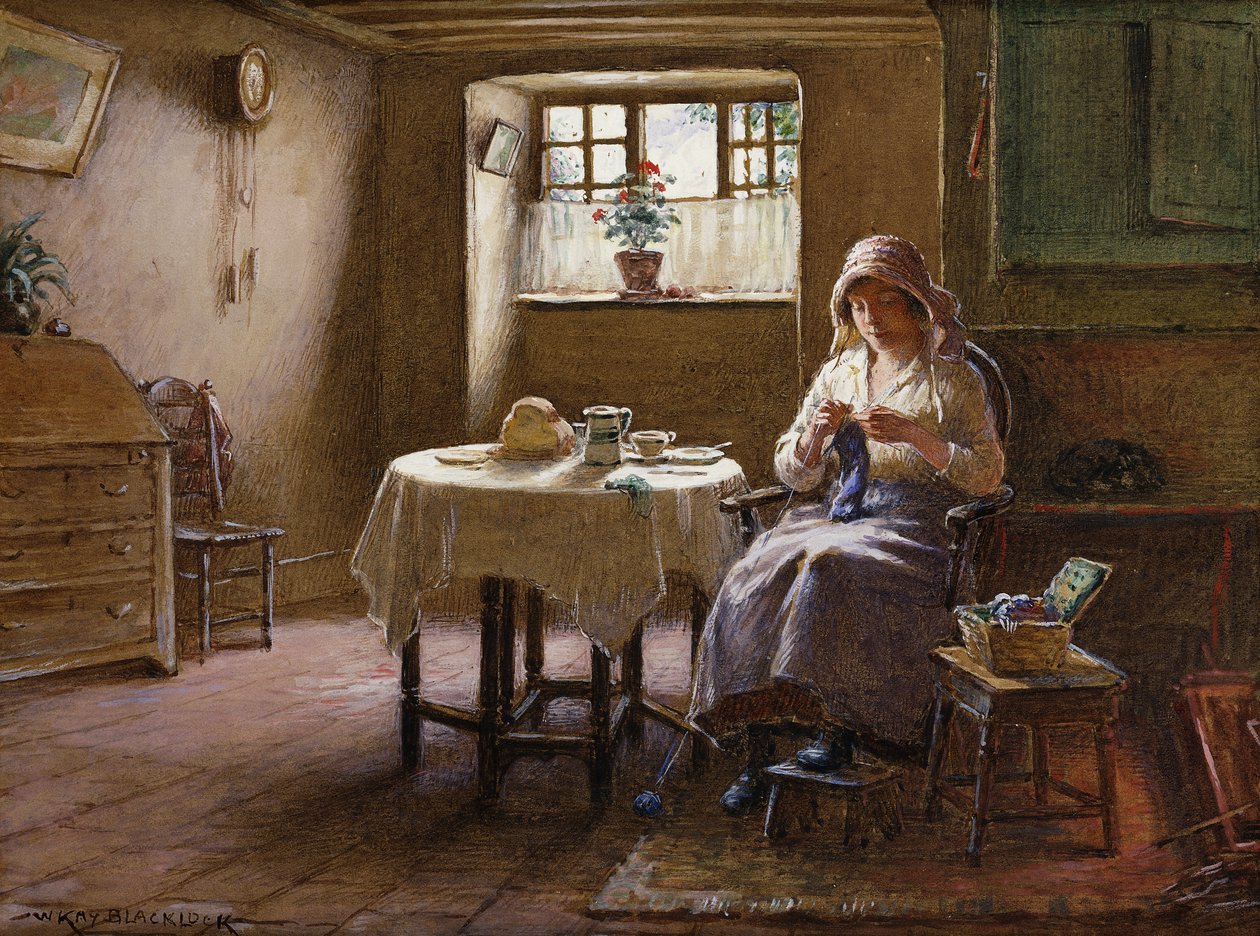 Bir Balıkçının Karısı - Fifeshire Interior, by William Kay Blacklock