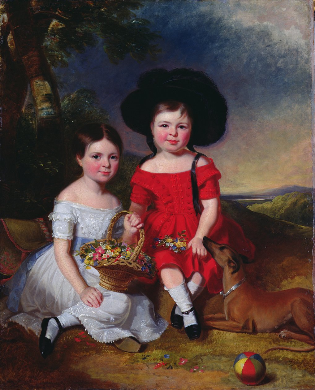 Annie ve John Edward, Leeds'li Thomas Rhodes'un çocukları (tuval üzerine yağlı boya) by William Keighley Briggs