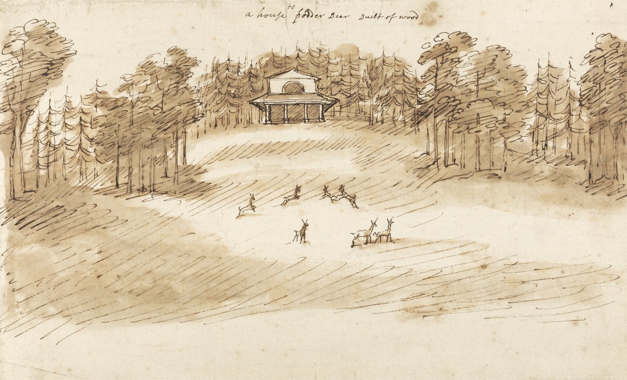Geyik Parkı (kağıt üzerinde yıkama ile kalem ve mürekkep) by William Kent