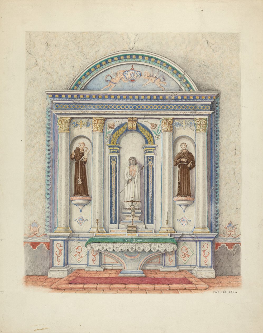 Side Altar, San Luis Rey Misyonu, 1941. by William Kieckhofel