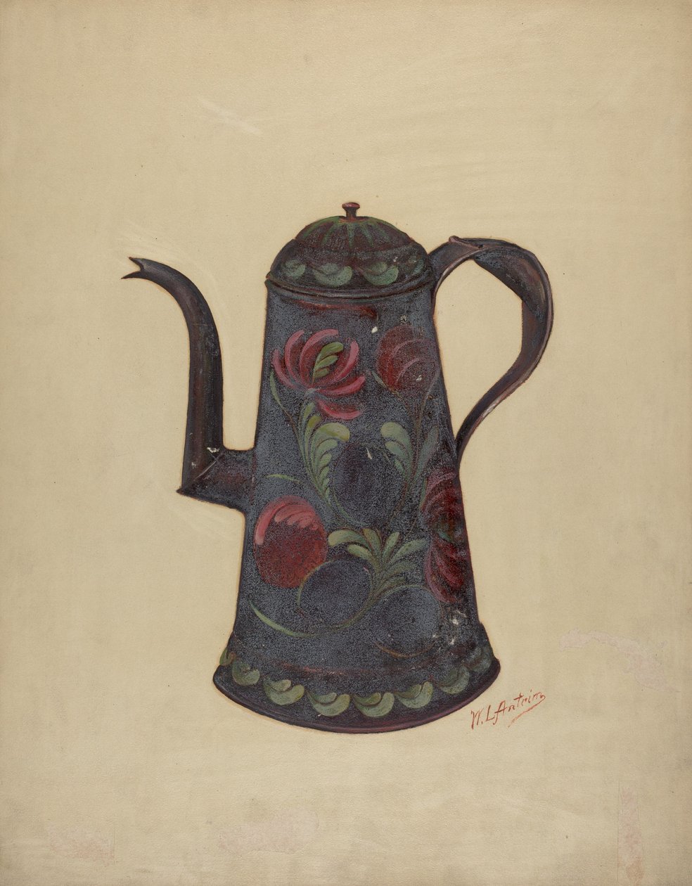 Toleware Cezve, c. 1936. by William L Antrim