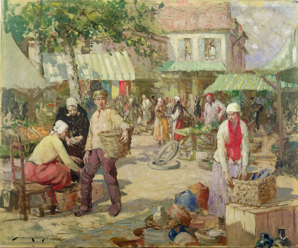 Bir Breton Pazarı (tuval üzerine yağlıboya) by William Lee Hankey