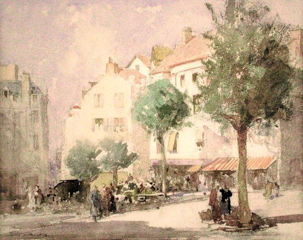 Kıta Kent Meydanı (kağıt üzerine kalem üzerine suluboya) by William Lee Hankey