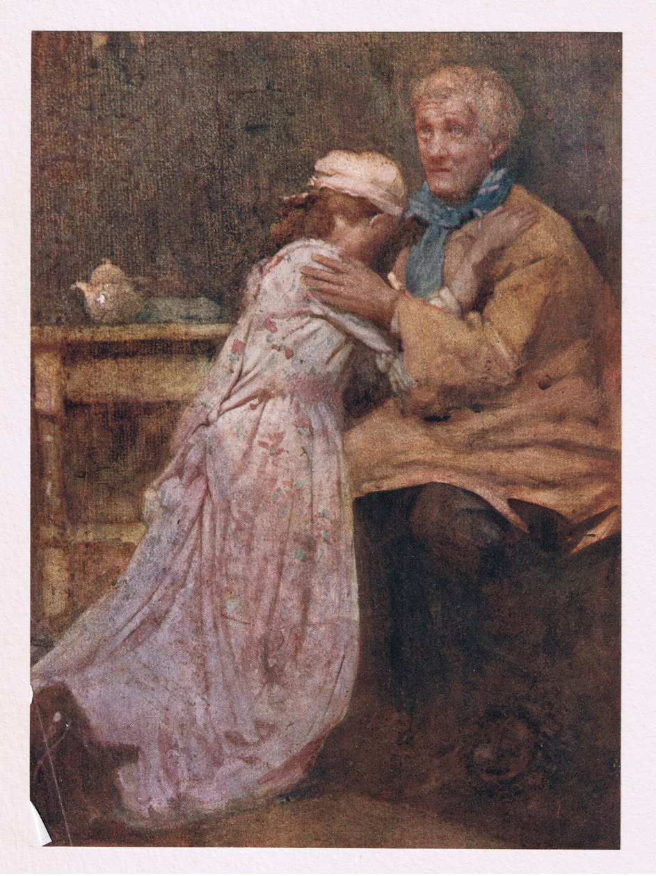 Ve babasının kolları için bir sevgili bıraktı (renkli litho) by William Lee Hankey