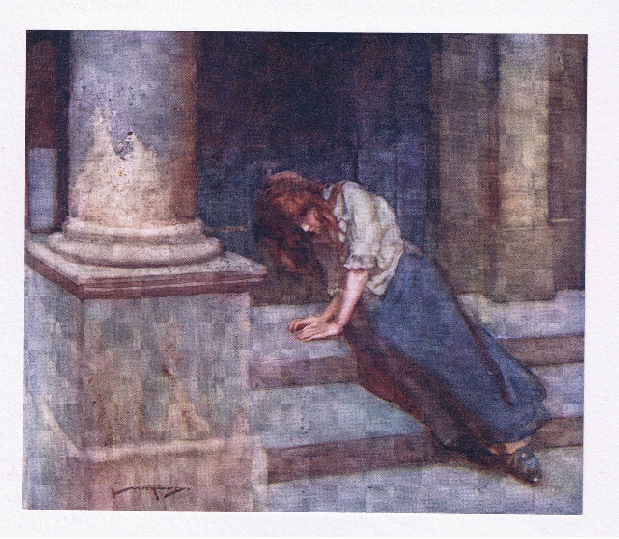 Ve soğuktan buruk ve duştan büzülen, yüreği ağırlaşan o uğursuz saatten (renkli lito) şikayet ediyor by William Lee Hankey