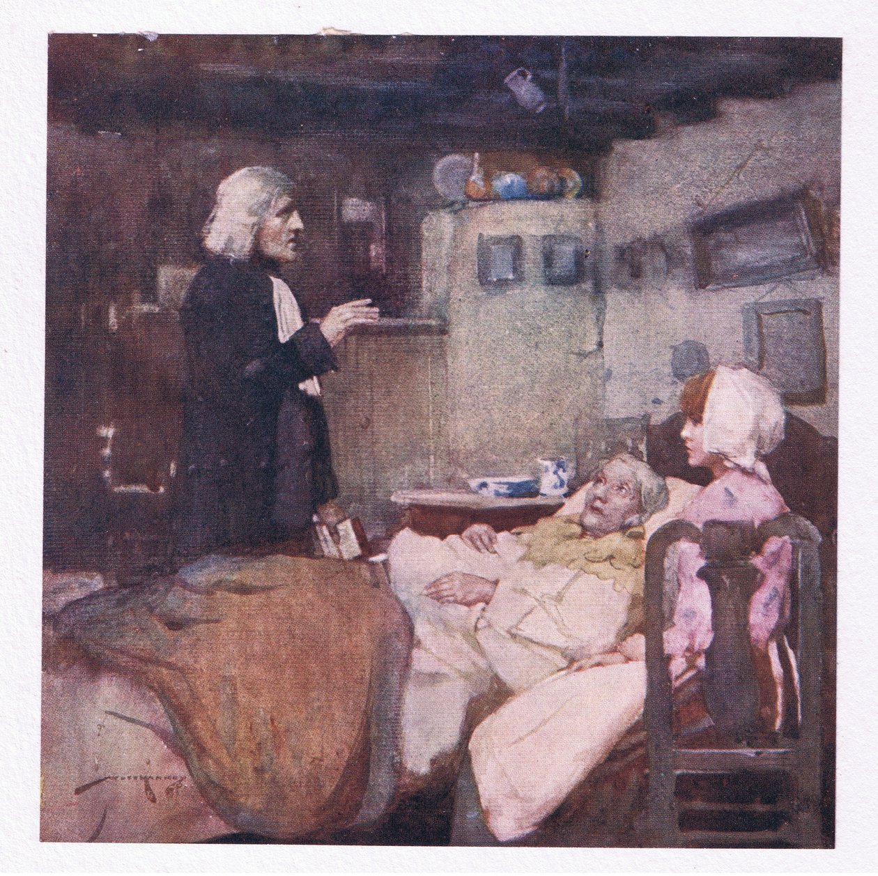 Ama görevi gereği, her çağrıda hemen, izledi ve ağladı, dua etti ve herkes için hissetti (renkli lito) by William Lee Hankey