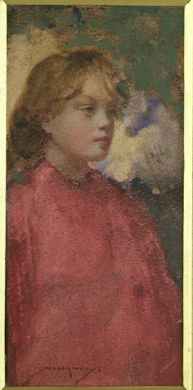 Kırmızılı Kız (kağıt üzerine suluboya) by William Lee Hankey