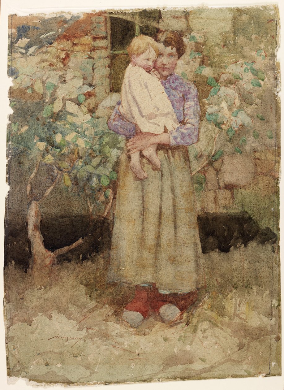 Annenin Evcil Hayvanı (kağıt üzerine karakalem ve sulu boya) by William Lee Hankey