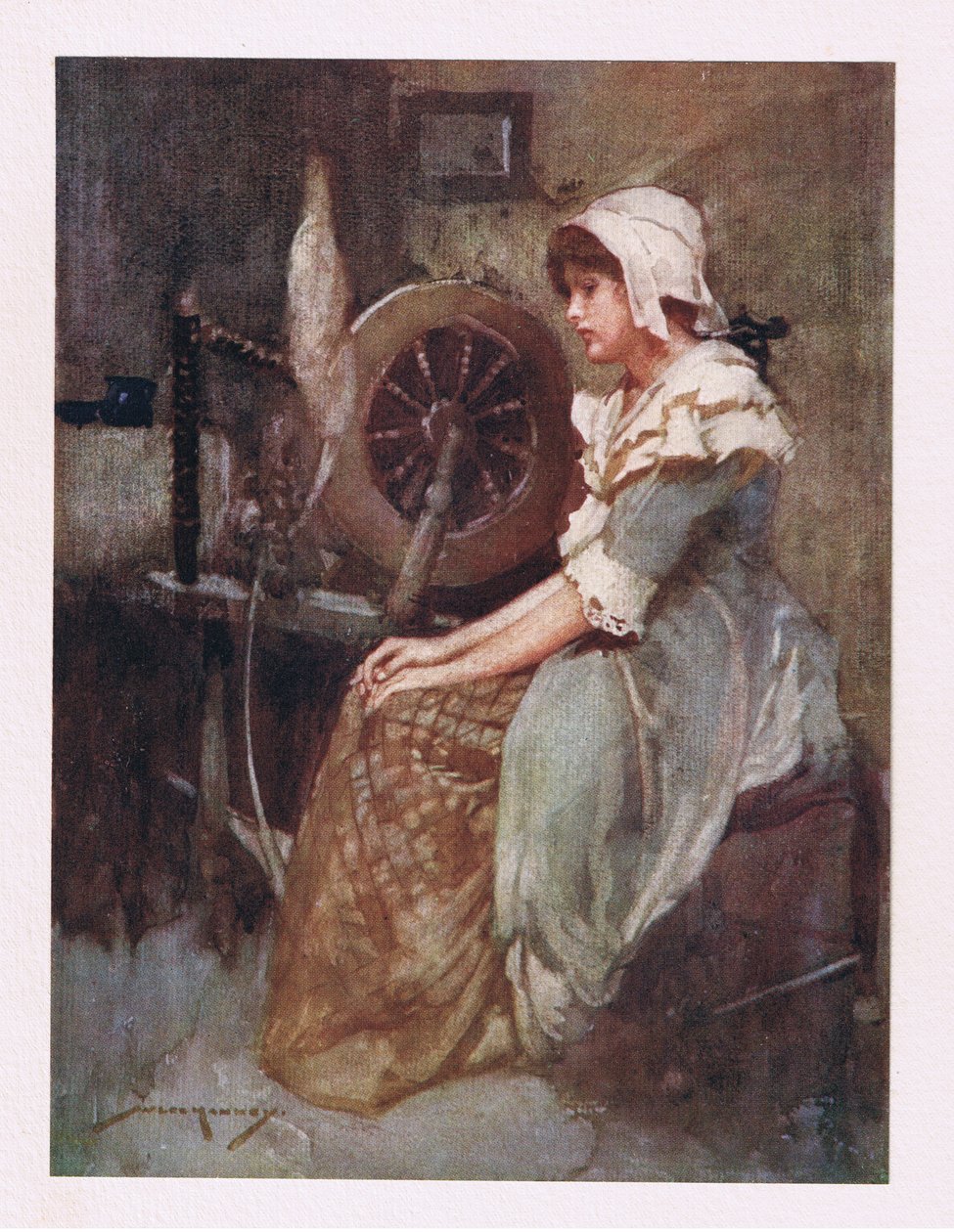 Tekerleğini ve kır kahvesi cüppesini bıraktı (renkli lito) by William Lee Hankey