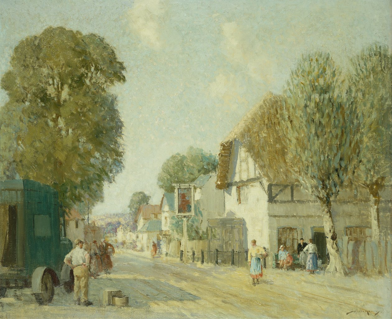 The Inn at Avebury (tuval üzerine yağlıboya) by William Lee Hankey