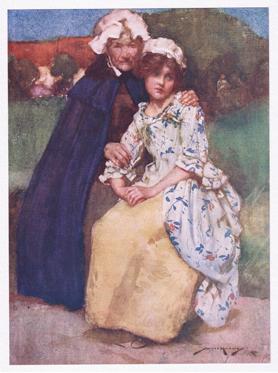 Utangaç bakireler aşk yan bakışları (renkli litho) by William Lee Hankey