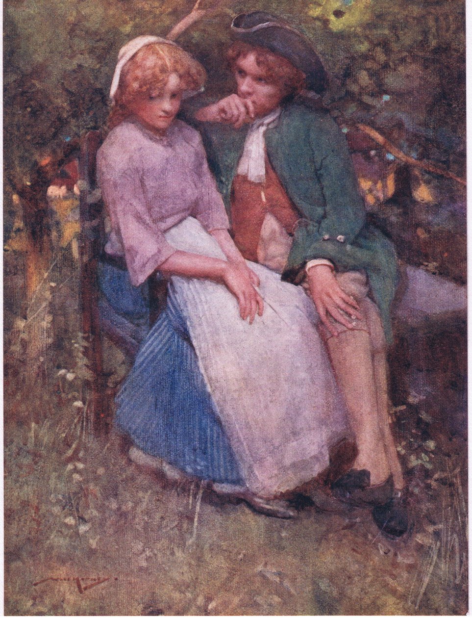 Konuşan yaşlar ve fısıldayan aşıklar için yapılmış, gölgenin altında oturma yerleri olan alıç çalısı! (renkli taş) by William Lee Hankey