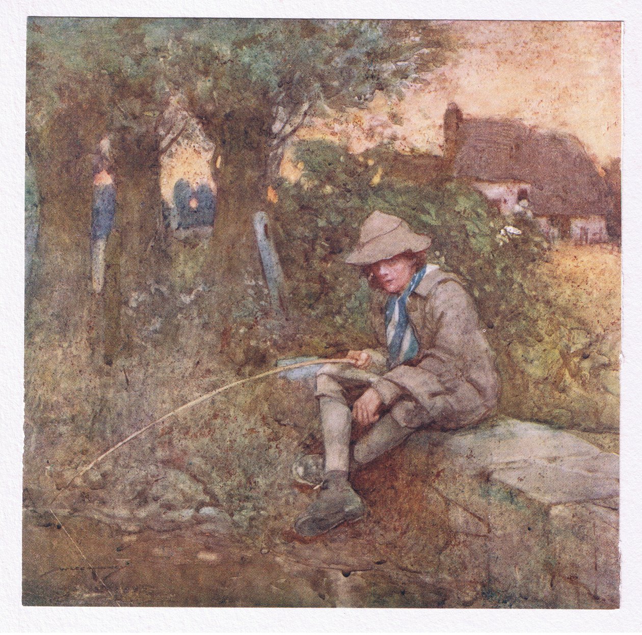 Huzurlu sahneyi süsleyen sağlıklı sporlar (renkli lito) by William Lee Hankey
