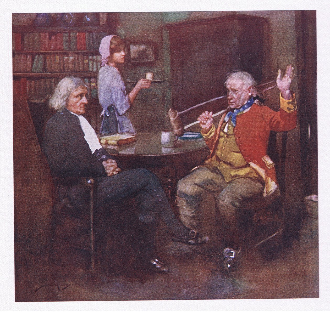 Yaralarına ağladı, ya da yapılan keder hikayeleri, koltuk değneğine omuz verdi ve tarlaların nasıl kazanıldığını gösterdi (renkli litho) by William Lee Hankey