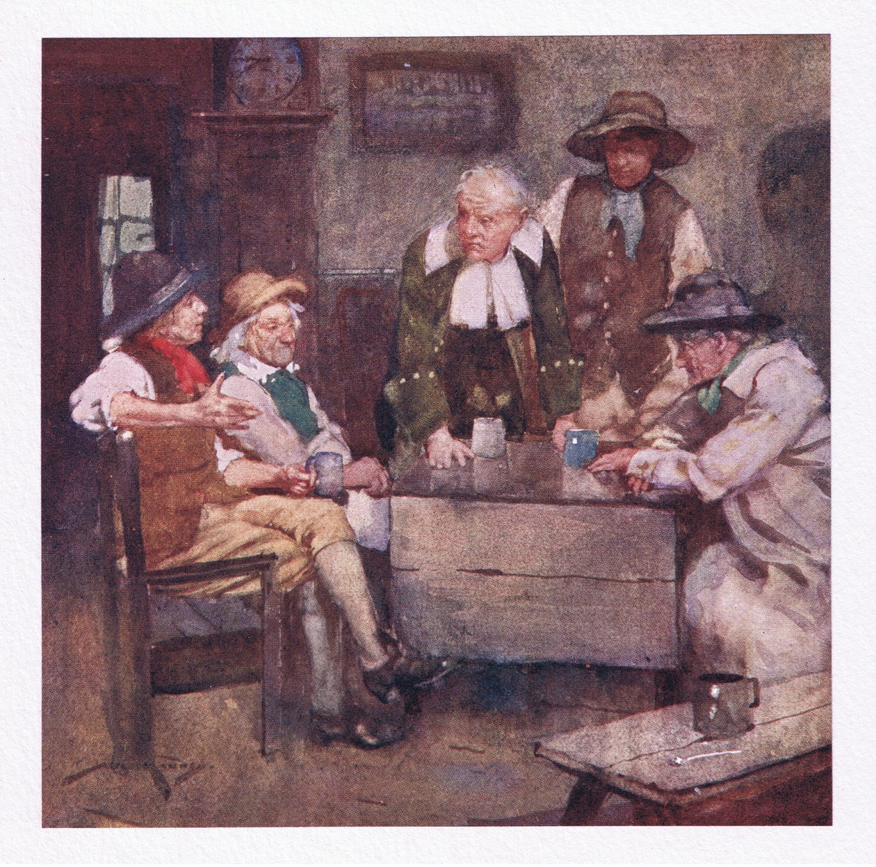 Köy devlet adamlarının konuştuğu yer derin görünüyor ve haberlerinden çok daha eski haberler dolaşıyor (renkli lito) by William Lee Hankey