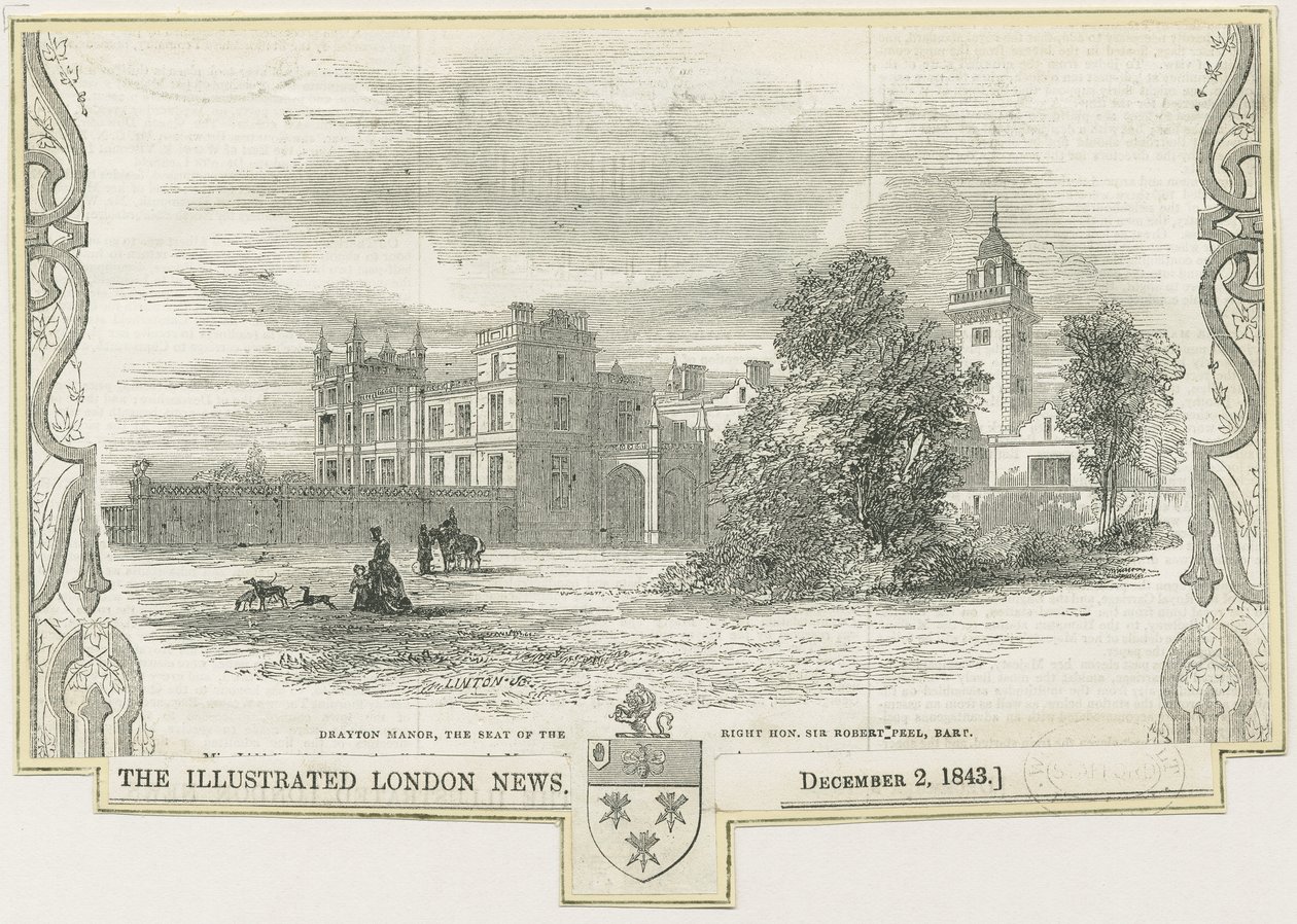 Drayton Bassett - "Drayton Malikanesi": gravür oyma ve [c 1843] by William Linton