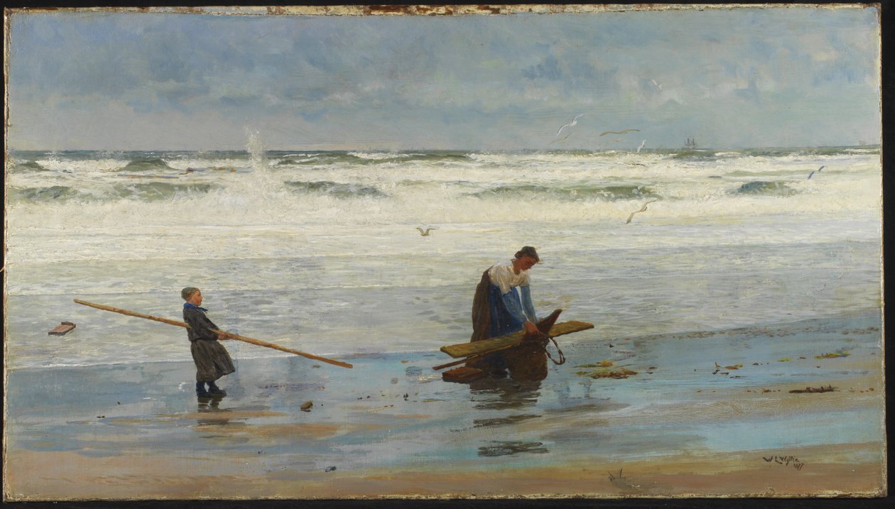 Driftwood Toplama, Hollanda, 1877 by William Lionel Wyllie
