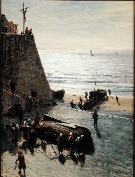 Balıkçı Teknesini Çekmek (tuval üzerine yağlı boya) by William Lionel Wyllie