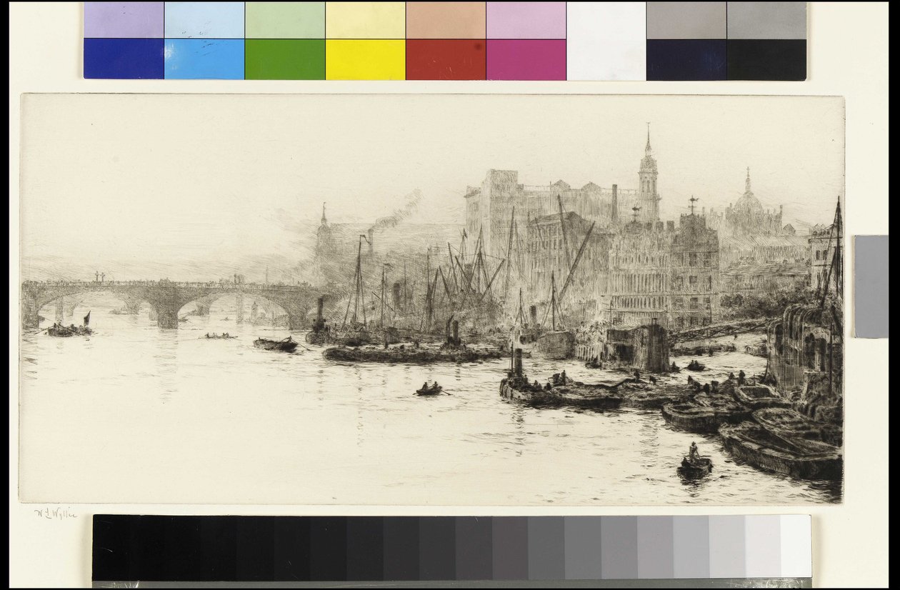 Londra Köprüsü, Cannon Caddesi ve Billingsgate by William Lionel Wyllie