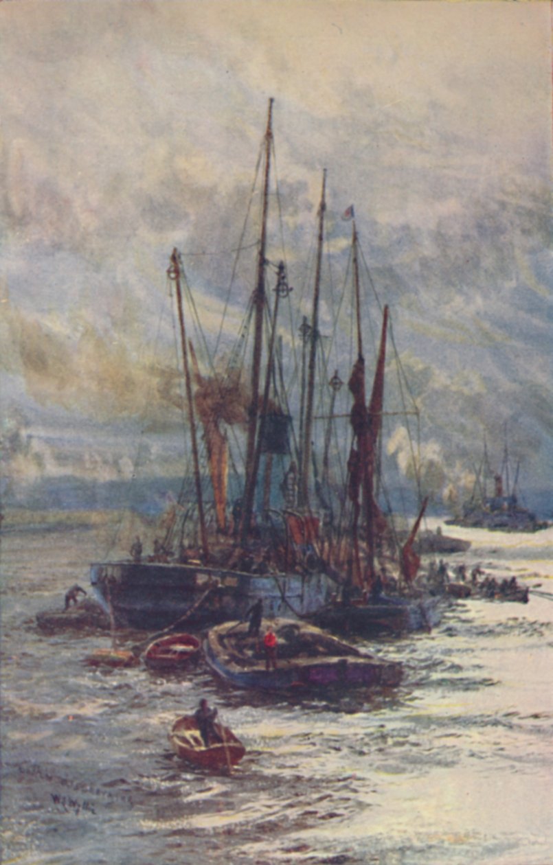 Kömürün mavnalara boşaltılması, 1910 by William Lionel Wyllie