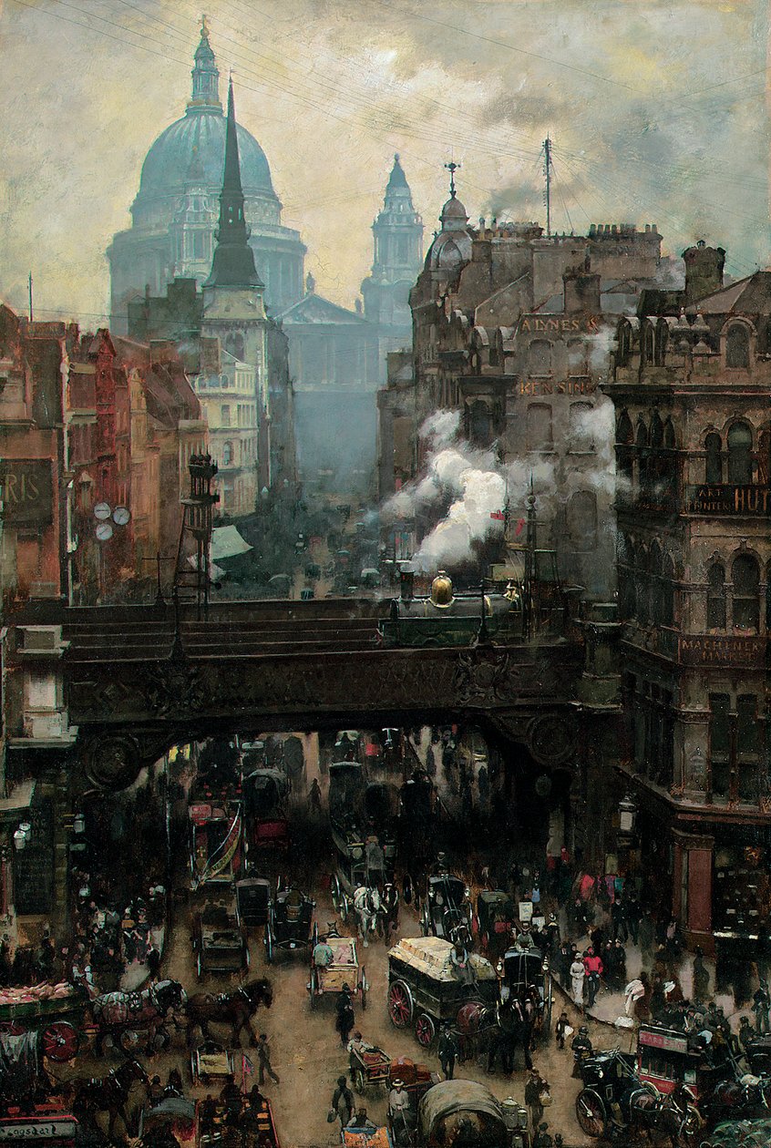 St. Paul"s ve Ludgate Hill, c.1887 by William Logsdail