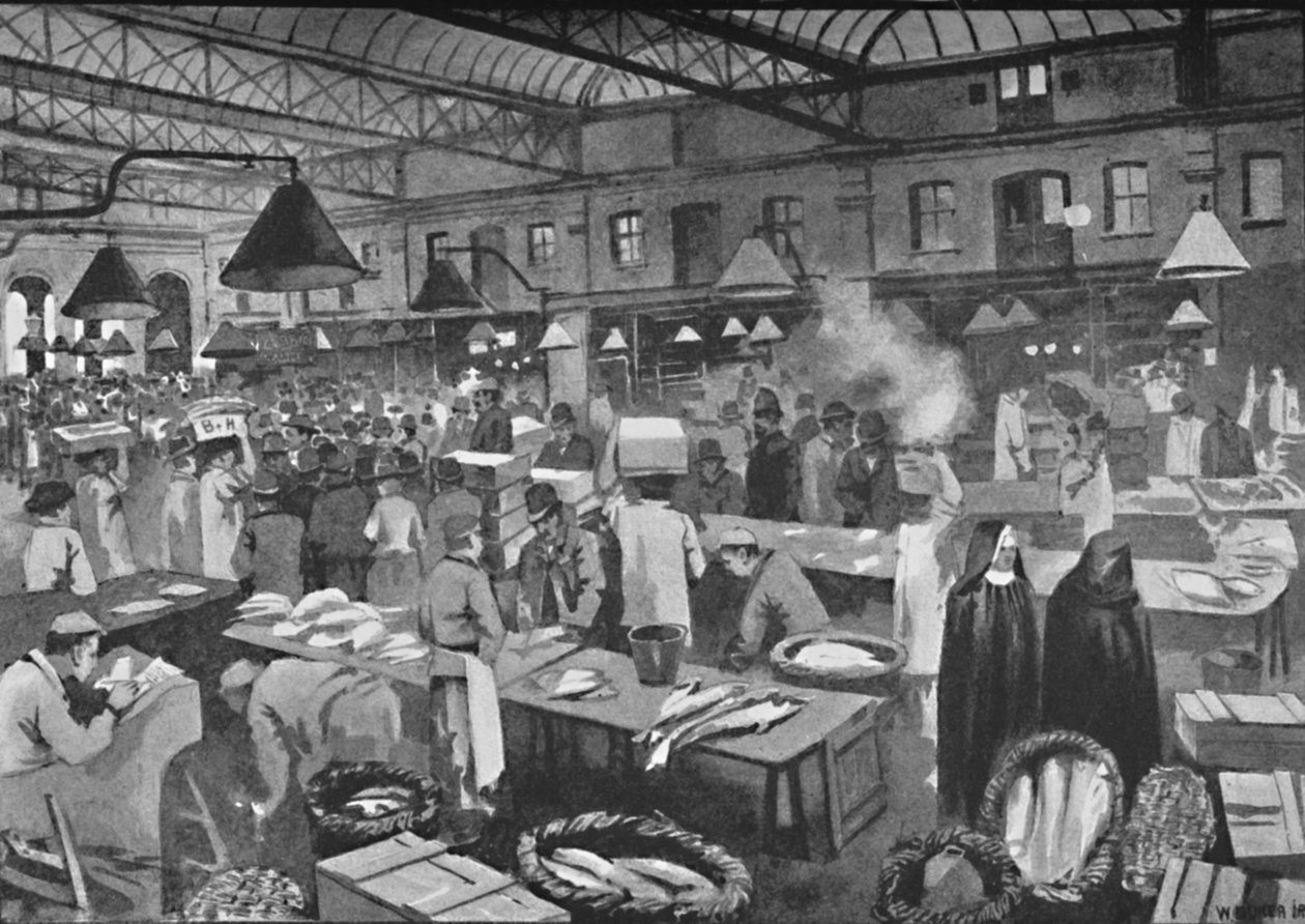 Billingsgate Pazarı, Sabah Erken, 1891 by William Luker