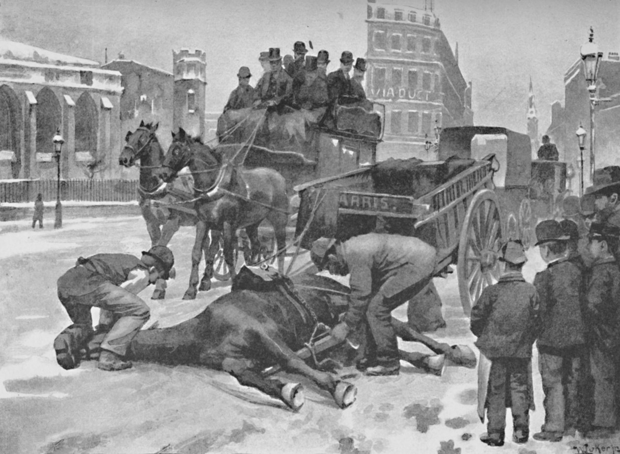 Holborn Viyadüğü - Kaygan Bir Gün, 1891 by William Luker