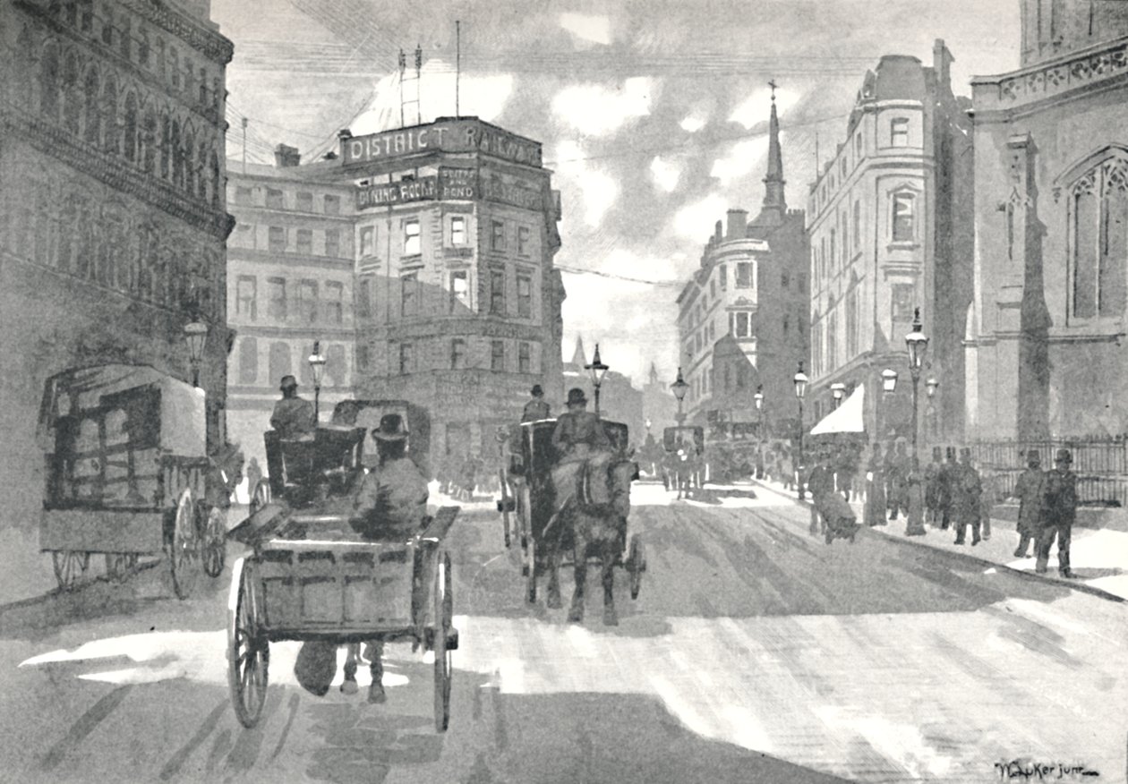 Mansion House İstasyonu, Bölge Demiryolu Kraliçe Victoria Caddesi, 1891 by William Luker