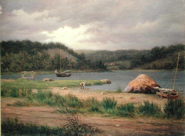 Clamming, Long Island (tuval üzerine yağlı boya) by William M Davis