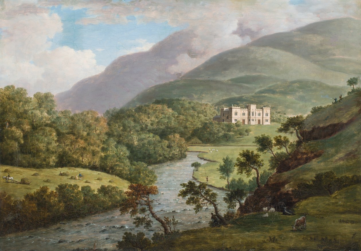 A Prospect of Kielder Castle, North Tyne, Northumberland, c.1770 (tuval üzerine yağlı boya) by William Marlow