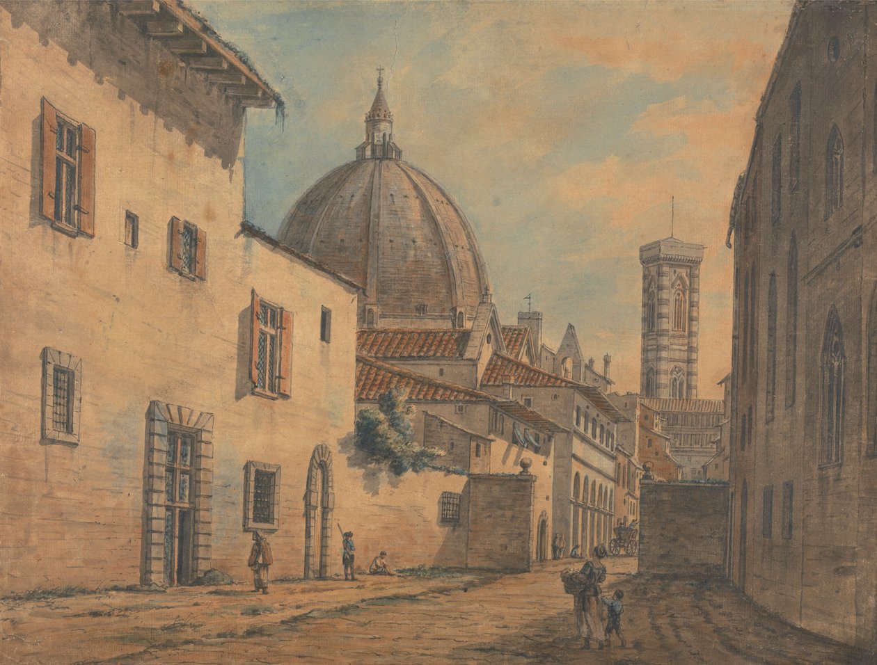 Arka planda Duomo ve Çan Kulesi ile Floransa'da Bir Sokak by William Marlow