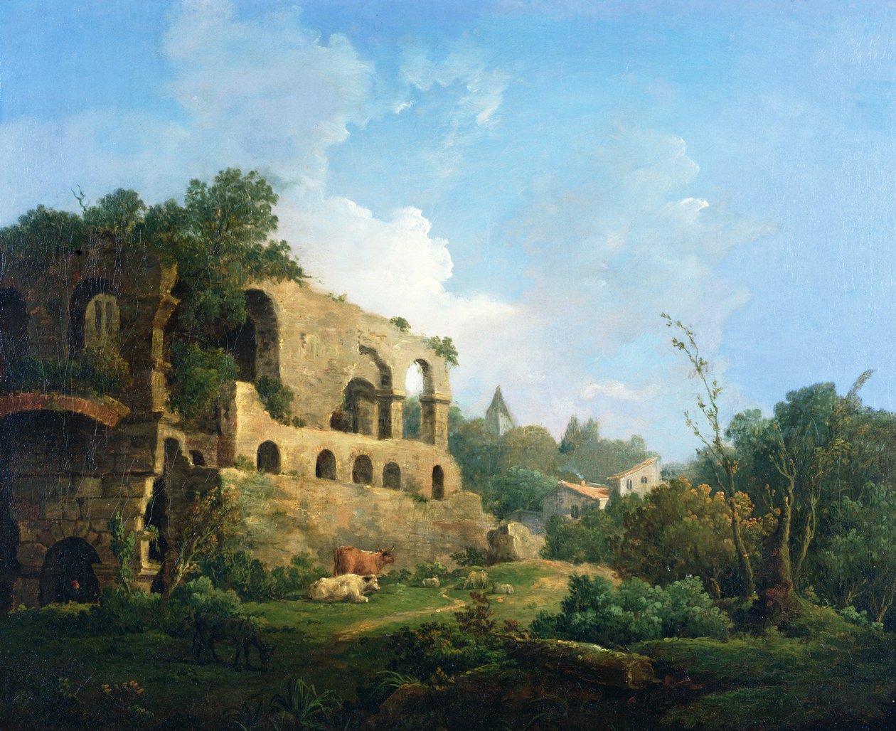 Klasik Harabelere Yakın Bir Ev ile İtalyan Manzarası by William Marlow