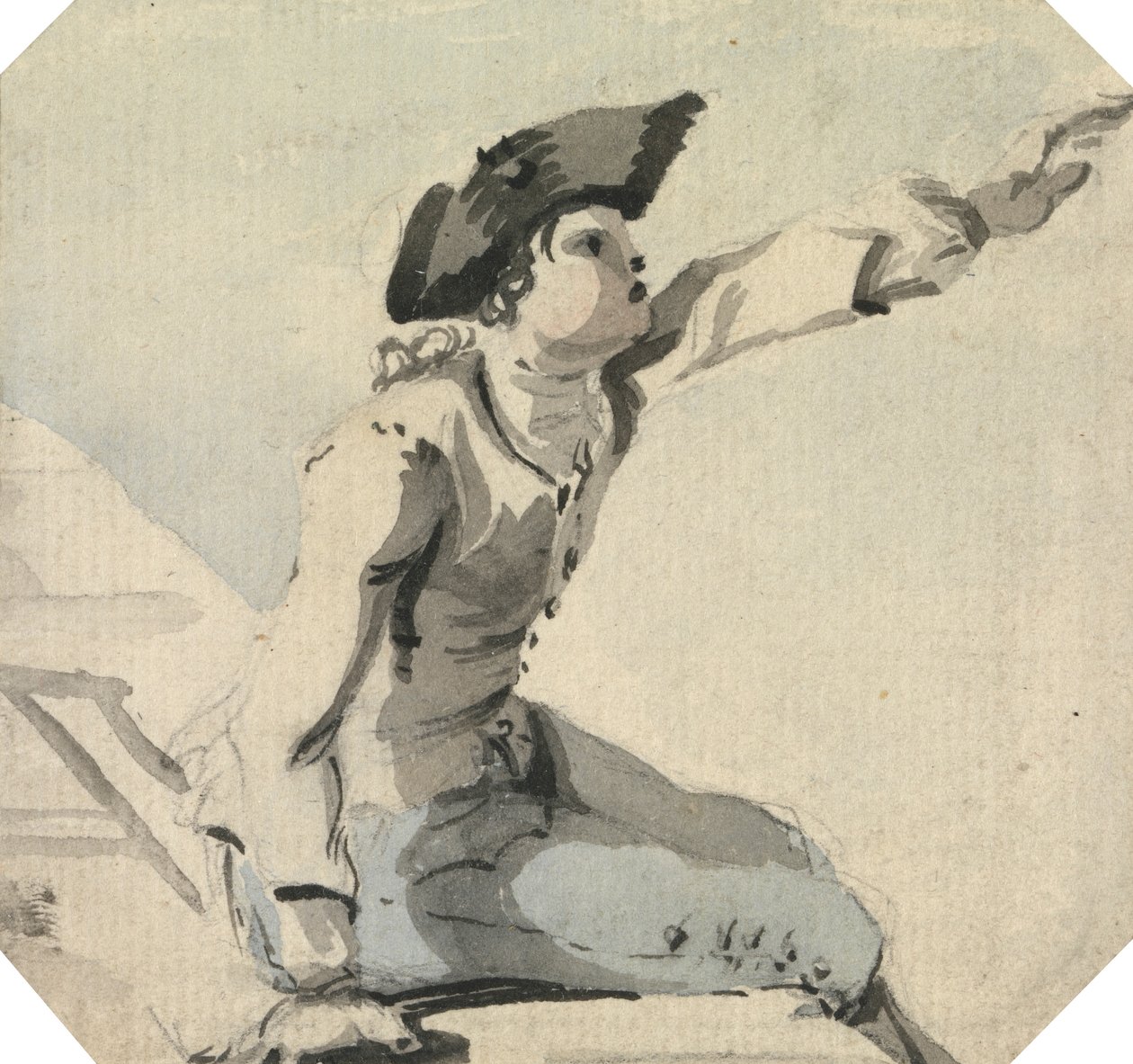 Korkulukta Oturmuş Sol Kolunu Sallayan Adam by William Marlow