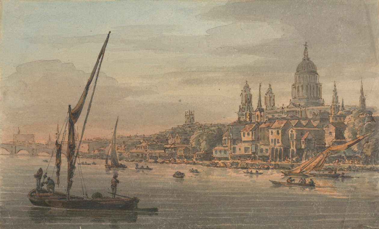 South Bank'tan Şehir ve St. Paul's by William Marlow