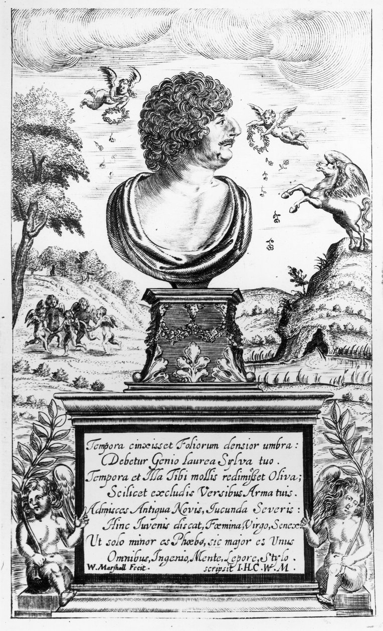 Robert Herrick (1591-1674), sanatçı tarafından oyulmuş (gravür) (bw fotoğraf) by William Marshall
