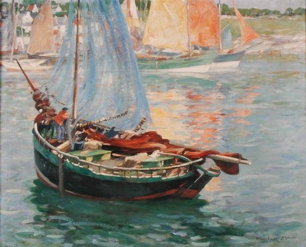 Concarneau, Ağları Kurutma, 1920 dolayları (tuval üzerine yağlı boya) by William Marshall Brown