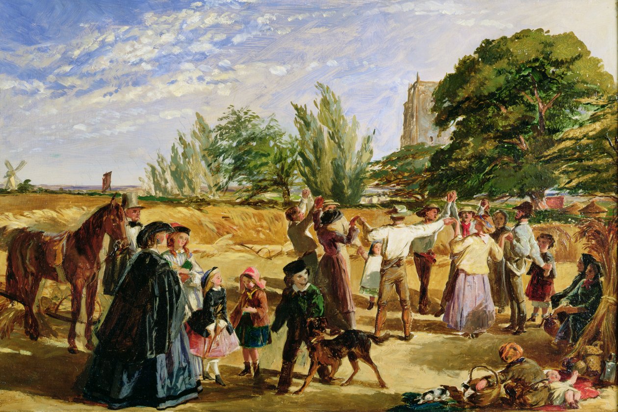 Norfolk'ta bir Hasat sahnesi: 'Merhaba Largesse' için eskiz, 1861 by William Maw Egley
