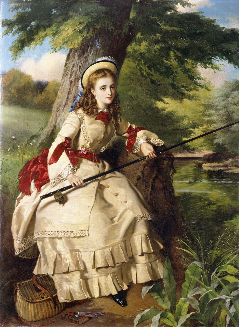 Balık Tutan Genç Bir Hanım, 1873 by William Maw Egley